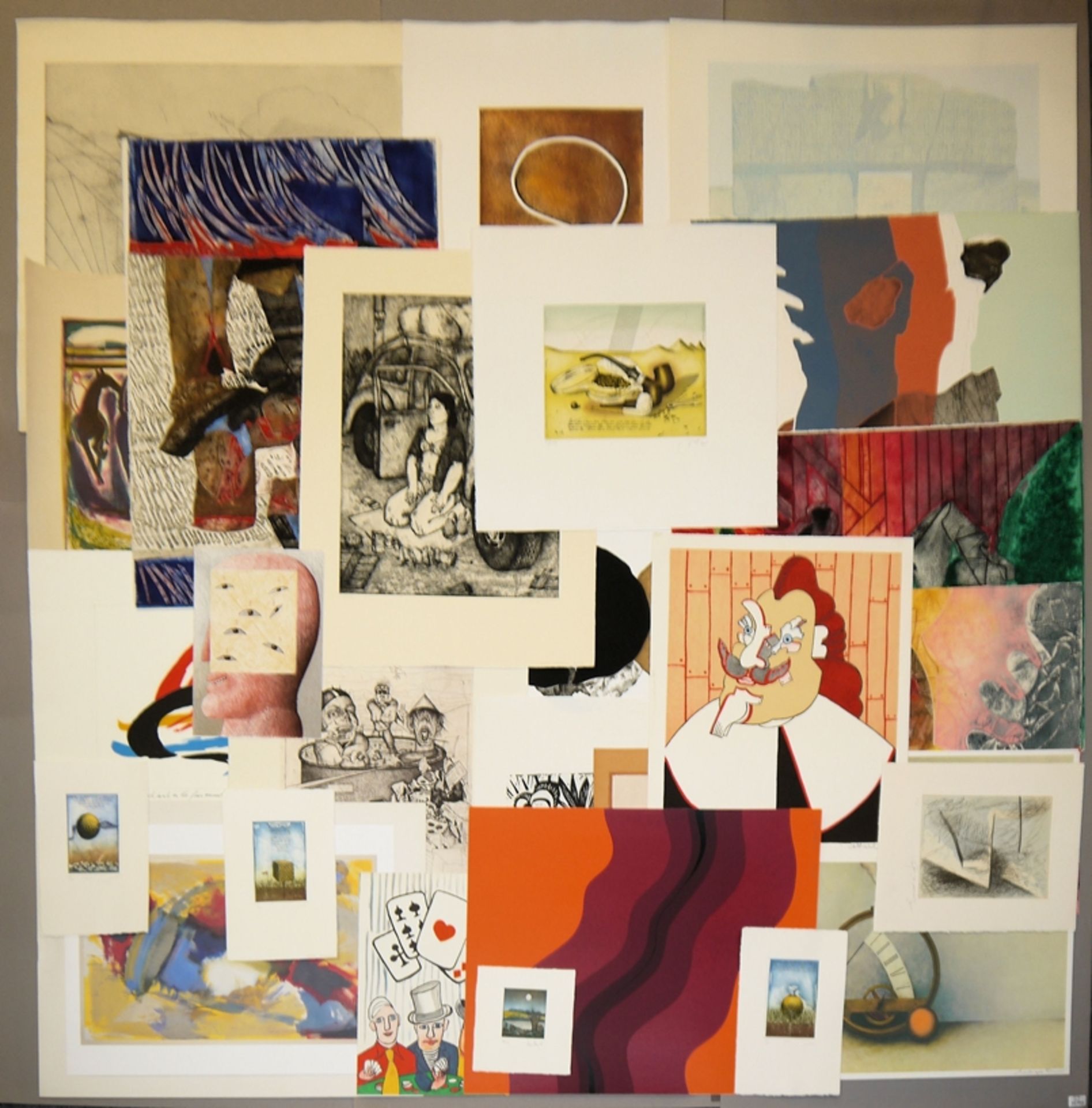 Umfangreicher Sammlungs-Nachlass mit 42 sign. Graphiken der 1950-1990er Jahre, in Sammelmappe, Selb