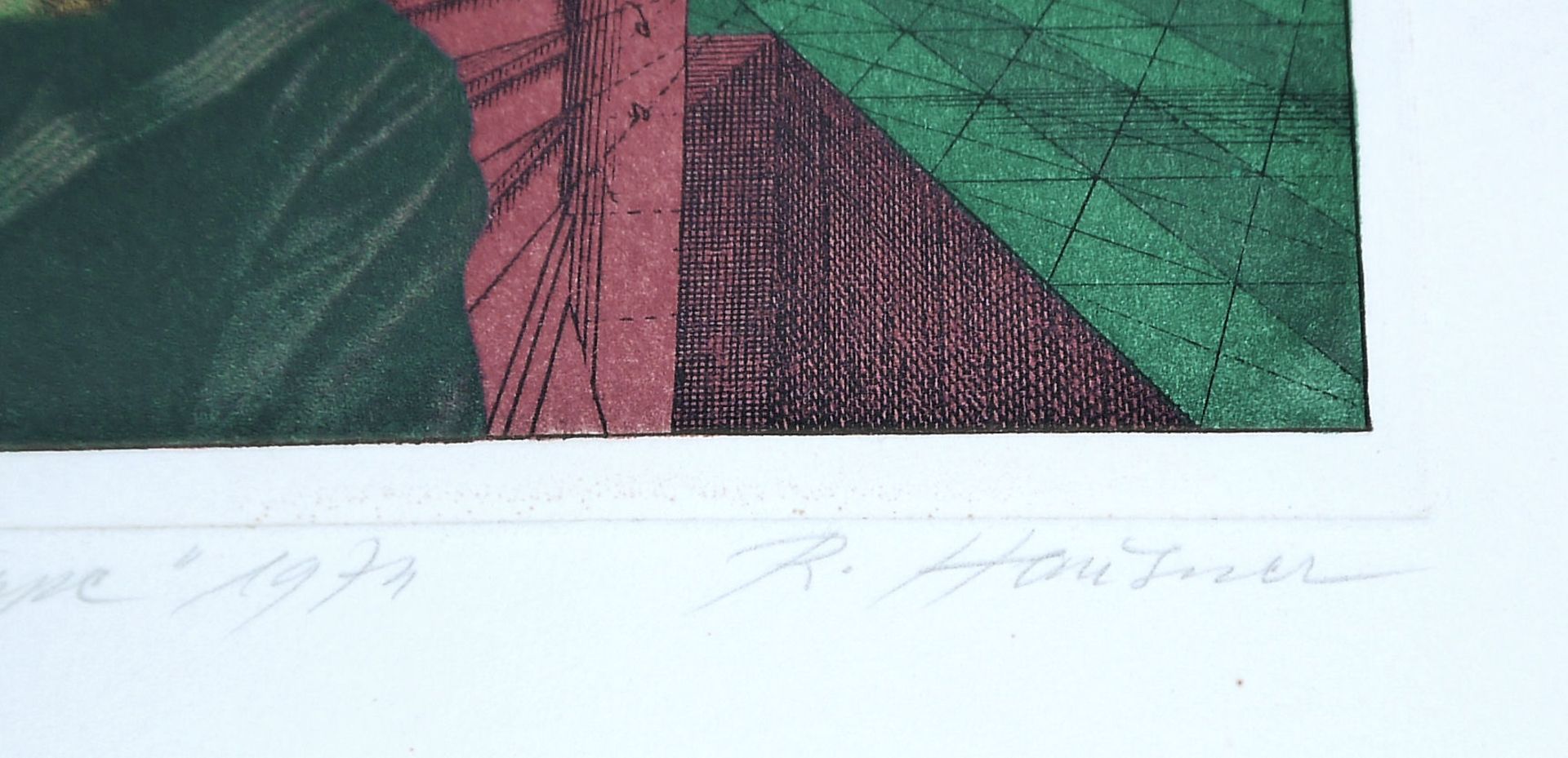 Rudolf Hausner, "Adams Wendeltreppe", signierte Farbradierung von 1974 - Bild 2 aus 2
