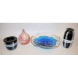 4 x Künstlerglas für Rosenthal studio linie: Charlie Meaker, 2 Vasen, Herta Bengtson & Mario Colell