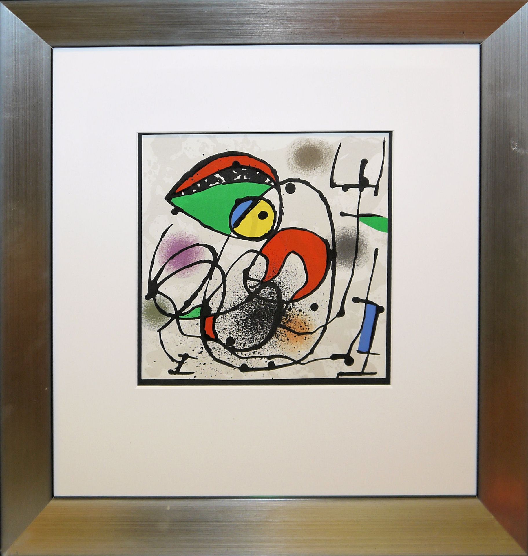 Joan Miró, Abstrakte Kompositionen, 2 Farblithographien von 1973, galeriegerahmt
