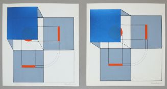 Agostino Bonalumi, Komposition I/II, zwei signierte Farbserigraphien von 1973