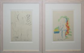 Horst Antes, Kopffüßler, 2 Lithographien, gerahmt