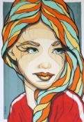 El Bocho, "Girl With Red Jacket", signierter Fine Art Print