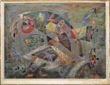 Emiel Bergen, "Abstraction I", Ölgemälde von 1951, ausgestellt auf der "Quatriennal de Belgique (Vi