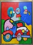 Otmar Alt, "Herbie im Sonntagsrock", Ölgemälde von 1995 (nicht nur für VW-Käfer Liebhaber), in Gale