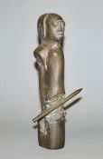Lutz Brockhaus, Herme mit Stift, Bronzeplastik von 1984