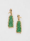 Paar Art Déco Jade-Ohrgehänge