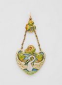 Bedeutender Art Nouveau Goldemail-Anhänger