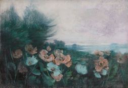 Karl Hagemeister, Seenlandschaft mit Mohnblumen