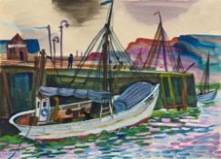 Conrad Felixmüller, Helgoland - Hafen - Fischkutter