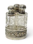 An Edwardian Silver Mounted Cut Glass Perfume Cellar. By William Moering, C.1902. Silver weight 99g.