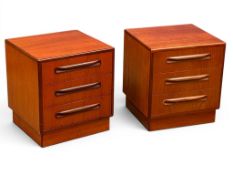 A Pair of GPlan Fresco Teak Bedside Chests. Designed by Victor Wilkins, C.1970. 48x45x52.5cm.