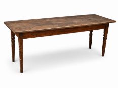 A Large Late 18th Century French Elm and Oak Farmhouse Kitchen Table. C.1780-1800. 196.5x74.5x76.