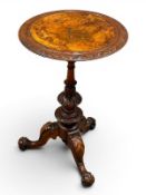 A Quality Victorian Burr Walnut Pedestal Table. C.1860, Mid 19th Century. 52x76cm.