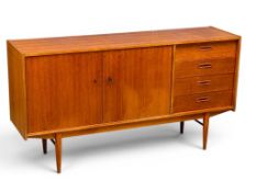 A Swedish Teak Sideboard. C.1960. 157x41x84cm.