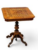 A 19th Century Italian Sorrento Marquetry Inlaid Tilt Top Pedestal Side Table. C.1860-70. 60x74.
