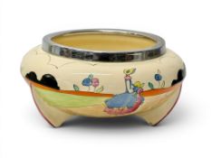 A Clarice Cliff Applique Idylle Art Deco Bowl. Hand painted by Clarice Cliff for Wilkinson Ltd. C.