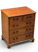 A Fine Proportioned Late George III Mahogany Chest of Drawers. Two short drawers over three,