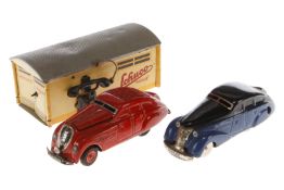 2 Schuco Fahrzeuge und 1 Garage, Uhrwerke intakt, Z 4
