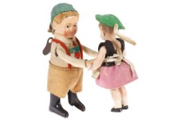 Schuco Trachten-Tanzpaar, Uhrwerk intakt, L 12, Z 2-3