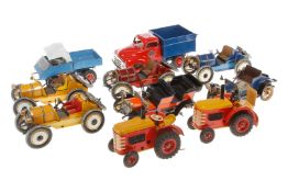 Konv. 10 versch. Spielzeuge, Blech, Oldtimer (Schuco Umbauten), LKW, Traktoren, bespielt, NV, ÜL,