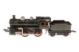 Bub B-Dampflok, Spur 1, Uhrwerk intakt, grün/schwarz, mit Tender, tw nachlackiert und Kleinteile NV,