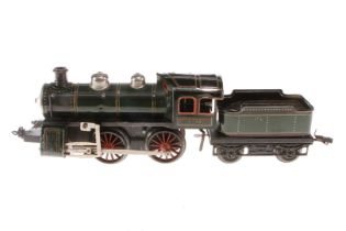 Bub B-Dampflok, Spur 1, Uhrwerk intakt, grün/schwarz, mit Tender, tw nachlackiert und Kleinteile NV,