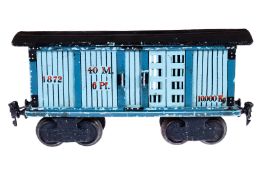 Märklin Pferde- und Gepäckwagen 1872, Spur 1, uralt, HL, mit 4 ST, Schwarzbereiche rest., LS und
