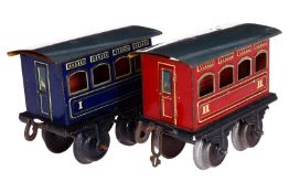 2 Bing Personenwagen, uralt, Spur 0, CL, L 8, Z 2