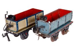 2 Bing Zisternenwagen, Spur 0, uralt, HL, 1 mit leichten Ausbesserungen, Ablasshähne fehlen, L 11, Z