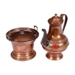 2 Kupfergeschirrteile, für Puppenküche, um 1900, H 6 und 11,5, Z 2