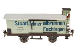 Märklin Mineralwasserwagen 1997, Spur 1, HL, mit BRHh und 2 ST, Schwarzbereiche rest., LS tw
