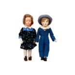 KÄTHE KRUSE Puppen-Paar, ”Friedebald & Ilsebill”, je Kunststoffkopf, 1 x Krakeleebildung und
