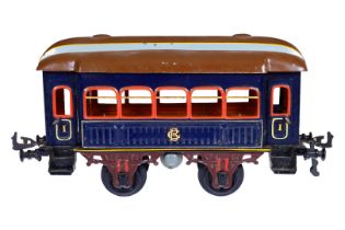Bing Personenwagen, Spur 1, uralt, HL, mit 2 Sitzbänken, 4 AT und Gaszylinder, LS tw ausgeb.,