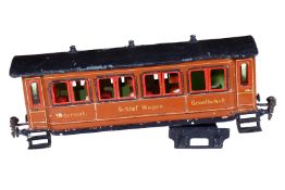 Märklin int. Schlafwagen 1943, Spur 1, uralt, HL, mit Inneneinrichtung, Schwarzbereiche rest., NV, L