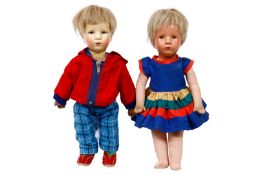 KÄTHE KRUSE Puppen-Pärchen, je kleines Hampelchen in der Ausführung mit dem Kopf des Deutschen