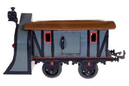 Bing Schneeräumwagen 10/536, Spur 0, uralt, HL, mit 2 ST und 1 imit. Stirnlampe, LS tw ausgeb.,