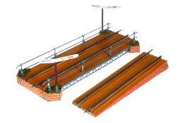 Bing Geländerbrücke mit 1 Auffahrt, Spur 0, neu lackiert, mit 2 Neigungsanzeigern, L 35