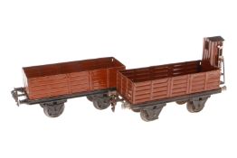 2 Märklin offene Güterwagen, Spur 1, HL, Rahmenbereiche tw nachlackiert, LS und gealterter Lack, L