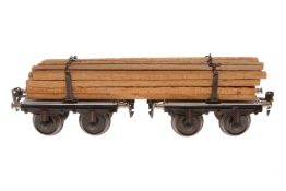 Märklin Langholzwagen, Spur 1, HL, LS und gealterter Lack, L 28, Z 2-3