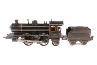 Märklin B-1 Dampflok D 1021, Spur 1, Uhrwerk intakt, schwarz, mit falschem Tender, Kleinteile NV, LS