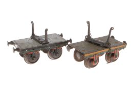 2 Märklin Drehschemelwagen, Spur 1, HL, LS und gealterter Lack, L 12 und 13, Z 3