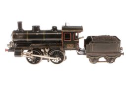 Märklin B-Dampflok, Spur 1, Starkstrom, schwarz, mit falschem Tender und 2 el. bel. Stirnlampen,