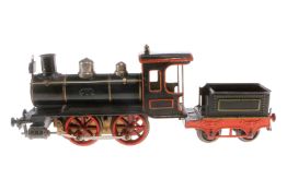 Märklin B-Dampflok 1021, Spur 1, uralt, Uhrwerk intakt (hakt), HL, mit Tender und 1 imit.