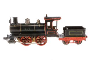 Märklin B-Dampflok 1021, Spur 1, uralt, Uhrwerk intakt (hakt), HL, mit Tender und 1 imit.