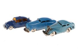3 Schuco Fahrzeuge, blau, Uhrwerke intakt, Z 3