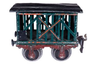 Märklin Viehwagen, Spur 1, uralt, HL, mit 2 ST, 1 Kupplung lose anbei, LS und gealterter Lack, L 12,