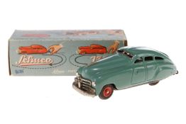 Schuco Auto 1750, türkis, Uhrwerk intakt, LS und Alterungsspuren, L 14,5, im tw besch. OK, Z 2-3