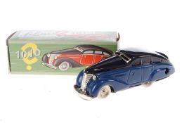 Schuco Replik Wendeauto 1010, dunkelblau/blau, Uhrwerk intakt, Alterungsspuren, im leicht besch. OK,