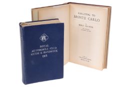 2 Bücher ”Rallying to Monte Carlo”, Mike Couper und ”Royal Automobile Club Guide & Handbook 1955”,
